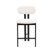 Eloise Barstool in Cream Boucle and Black Metal Powdercoated Legs