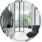 Frameless Round Mirror 16" Small Circle Mirror Hanging Wall Mounted for Bathroom
