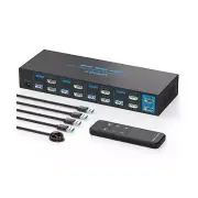 USB 3.0 HDMI KVM Switch 4 Computers 2 Monitors 4K@60HZ Dual Monitor 4 Port KV...