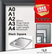 A0 A1 A2 A3 A4 PREMIUM Aluminum Snap poster frame Sign holder wall mount Black