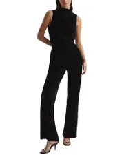 Reiss Diane Sleeveless Velvet Jumpsuit UK14/US10 Black