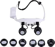 1 Set Head Mount Magnifier Glasses Headband Magnifying Glass Handsfree Magnifier with Light for Jewelers Sewing Crafts Hobbies Repair 10X,15X,20X,205X
