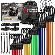 ROCKET STRAPS | 24PC Extreme Heavy Duty Bungee Cord Set with Steel Plastic Coated Reinforced S Hooks | Tie Downs | Ball Bungees and Large Carrying Bag | A 50/50 Latex Rubber Blend For Extreme Strength