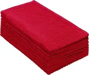 COTTON CRAFT Amazing Kitchen Towels - Set of 8 Terry Towel - 100% Cotton Euro Café Waffle Weave Dish Towel Set - Soft Absorbent Quick Dry Low Lint Reusable Pantry Bar Cleaning Cloth -Large 16x28 - Red
