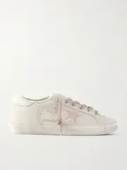 [Golden Goose] Golden Goose - Super-star Leather-trimmed Bead-embellished Canvas Sneakers - Off-white - IT36 IT 36 Off-white