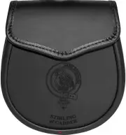 Stirling of Cadder Leather Day Sporran Scottish Clan Crest