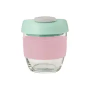 Avanti GoCup Reusable 236ml Glass Coffee Cup w/ Silicone Grip Pink/Mint/Grey