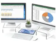 Dual Monitor Stand Riser, Clear Acrylic Monitor Stand Adjustable 3 Piece