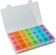 Lancoon Portable Pill Organiser Large Capacity 7 Day Supply 28 Compartment Box Moisture Resistant Transparent Medicine Dispensing for Medication/Vitamins/Fish Oils/Supplements
