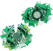 TOYANDONA 2pcs Polyester Bowknot Hair Clips St Patricks Day Hair Clip Saint Patrick's Day Hairpin St. Patricks Day Hair Clip