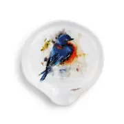 Dean Crouser Springtime Bluebird Watercolor Glossy Stoneware Spoon Rest