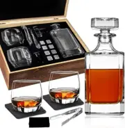 Whiskey Decanter Gift Set Liquor Bourbon Decanter 34 oz 1000 ml with Glasses