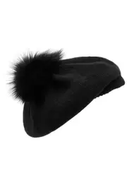 Inverni Pompom Wool and Cashmere-blend Beret - Black ONE SIZE