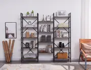 YES4HOMES Industrial Vintage Shelf Bookshelf, Wood and Metal Bookcase Furniture for Home & Officer Home & Office