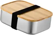 [B Baosity] Lunch Box Meal Box with Wooden Lid Food Grade Material Lunchbox Preservation Box for Commuting Dormitory Picnic Child Student, Medium