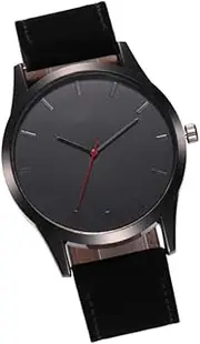 [ANDRESLAD] Men Analog Watch with Leather Band Classic Business Quartz Wristwatch Stylish Dial and Casual Wear Black