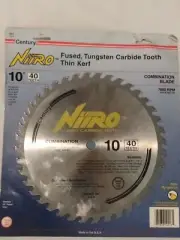 Nitro Fused Tungsten Carbide Tooth Thin Kerf 10" 40 teeth Rip Cross P/N 10213