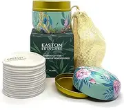 Easton Skincare AU Bamboo Cotton Reusable Makeup Remover Pads (16 Pads) Cotton Pads Cleansing Wipe Washable Sustainable Laundry Mesh Bag - Metal Storage Container - Soft 2 Layer Terry Velvet