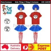 Kids Thing 1 Thing 2 Costume T-shirt Dr Seuss Cat in the Hat Cosplay Book Week