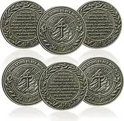 6 Pcs Inspirational Christian Challenge Coin - Psalms 18:2 - The Lord is My Rock - Inspirational Religious Prayer Coins Christian Bible Verse Pocket Token Christian Gifts with Clear Protective Case