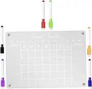 GRIRIW 1Set Magnetic Dry Erase Board Weekly Planner Acrylic Refrigerator Calendar for Family Reminders Do Lists Includes Erasable Markers for Easy Visibility