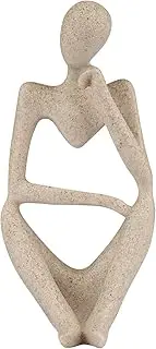 Trycooling The Thinker Statue Abstract Sculpture Resin Statues for Home Decor Modern Home Office Shelf Desktop Bookshelf Decor (Small Sandstone, Right)