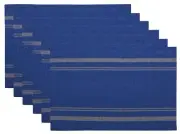 Stripe Placemat-Set of 6 Nautical Blue with White Stripe