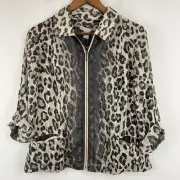 Chico’s size 1/Medium Women’s Sheer Leopard Animal Print Full Zip Jacket NWT