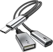 USB C to USB Adapter with USB C Charging,USB C OTG Splitter with 60W PD Fast Charge Compatible for Galaxy S22,Switch,Google Chromecast with Google TV 2020 Pi-KVM,3D Printer,Octa4a,Google Pixel4 XL