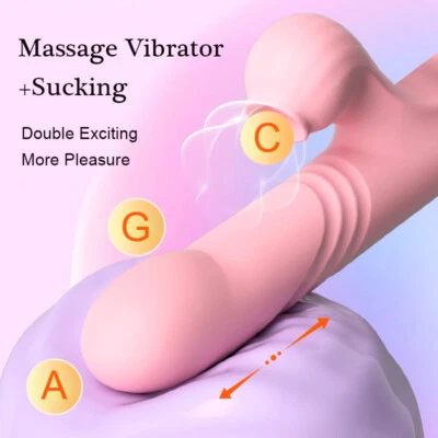 Thrusting Sucking Rabbit Vibrator Dildo G-spot Clitoral Stimulator Women Sex Toy