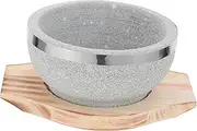 Ciieeo Korean Soup Rice Bowl Stone Bowl Wood Plate Stone Pot for Restaurant Hotel Home