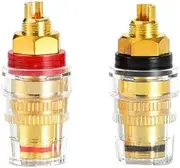 CCeCCe 2 Pack Binding Posts 5-Way Speaker Terminals Heavy Duty Large Connector Banana Female Socket Gold Plated Copper M8 Thread Plug for HiFi Amplifier Bananas Jacks Solder Audio Adapter