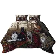 The Autumn Maiden Karen and Her Cats Coverlet