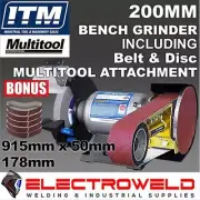 MULTITOOL 8" 200mm Bench Grinder TM400-200 + Linishing Belt Sander ITM PO362-200