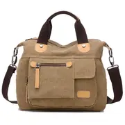 Women Canvas Casual Large Capacity Functional Multi Pocket Handbag Crossbody Bag