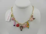 Betsey Johnson HOLA TO LOVE COWGIRL CHARM NECKLACE PINK
