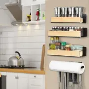 4 Pack Magnetic Spice Rack For Wood With Paper Towel Holder Kitchen Fridge Shelf
