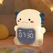 Aokpsrt Axolotl Alarm Clock with Night Light for Kids, Rechargeable Silicone Lamp Time to Wake Clock Cute Animal Tabletop Lamp, Perfect Sleep Companion for Boys Girls, White