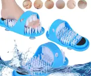 1x Foot Shower Scrubber Bath Brush Slipper Feet Cleaner Bristle Massager Blue