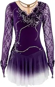 [Zagitova] Figure Skating Dress Women, Girls Long Sleeve Back Zipper Dance Competition Performance Clothing Skating