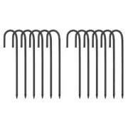 12 Pcs 12" Rebars Stakes, J Hook Ground Stakes, Steel Tent Stake, Black