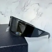 Prada Sunglasses New Black Runway Symbole Logo Wrap Mask Acetate Authentic