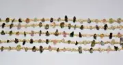 Tourmaline gemstone chips beads jewelry making rosary chain, craft body chain