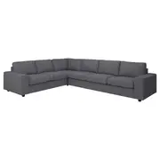 VIMLE corner sofa, 5-seat, with wide armrests/Gunnared medium grey
