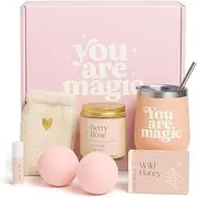 Unboxme Gifts For Women - Birthday Edition | Gift Box For Her | Thinking Of You Gift Basket with Mug, Scented Candle, Bath Bombs, Soap + More | Unique Gift Ideas