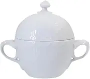 [ROYAL COPENHAGEN] White Fluted 1017280 Half Lace Sugar Bowl with Lid 20 cl Porcelain White 13.5 cm x 9 cm x 11 cm