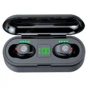 F9 True Wireless Bluetooth 5.0 Earphones Fingerprint Touch Control Led Display Smart With Charging Bin Black Earbuds