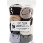 Wistyria Editions Wool Roving 12" .25oz 8/Pkg-Neutrals (Pack of 1)