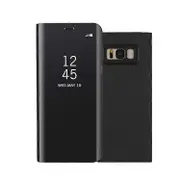Compatible For Samsung Galaxy S8 Plus G955 Plated Mirror Surface View Leather Stand Mobile Case Smart Cell Phone Accessory Black