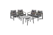 Livsip 6PC Outdoor Patio Furniture Set 70CM Round Grey Marble Table Sets